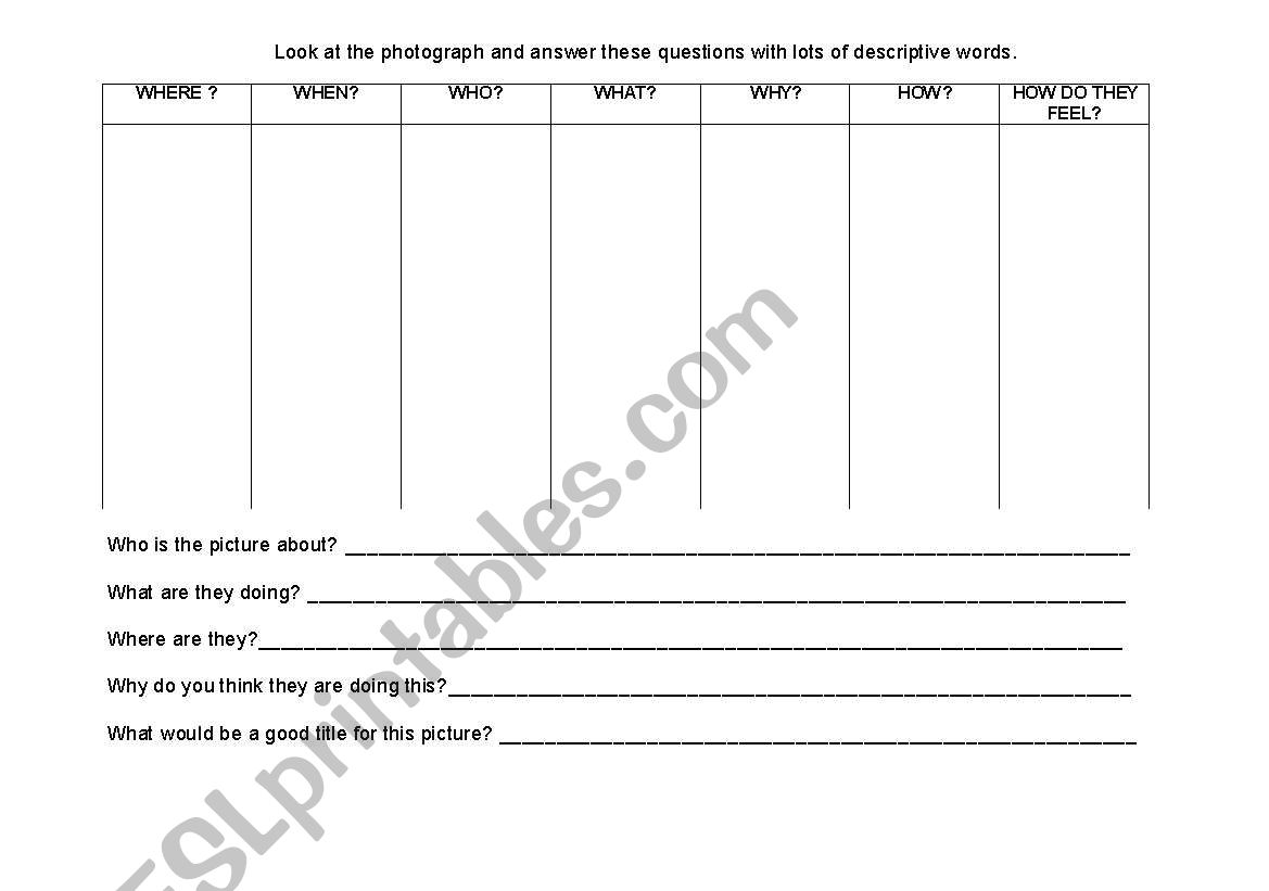 Describing Photographs worksheet