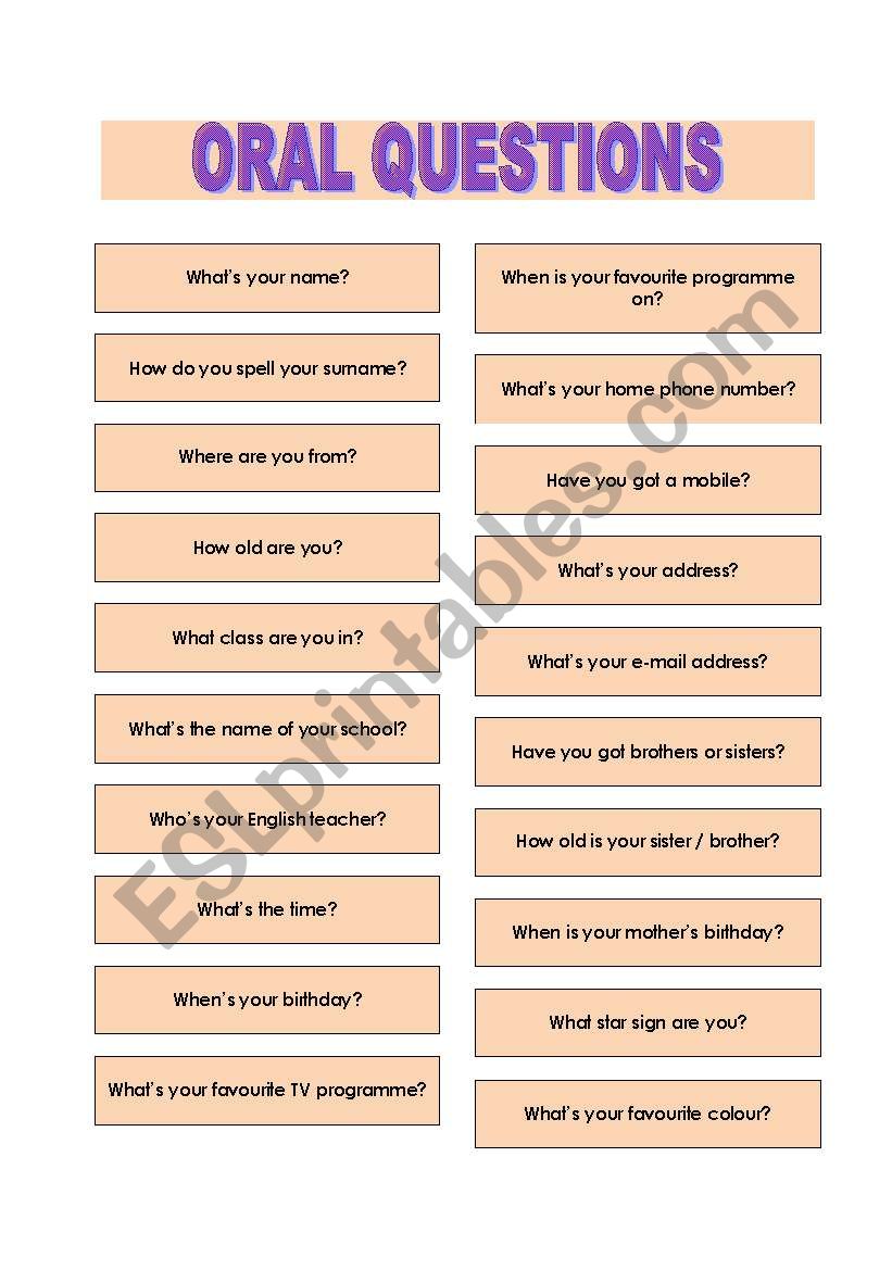 Oral Questions - Present Simple