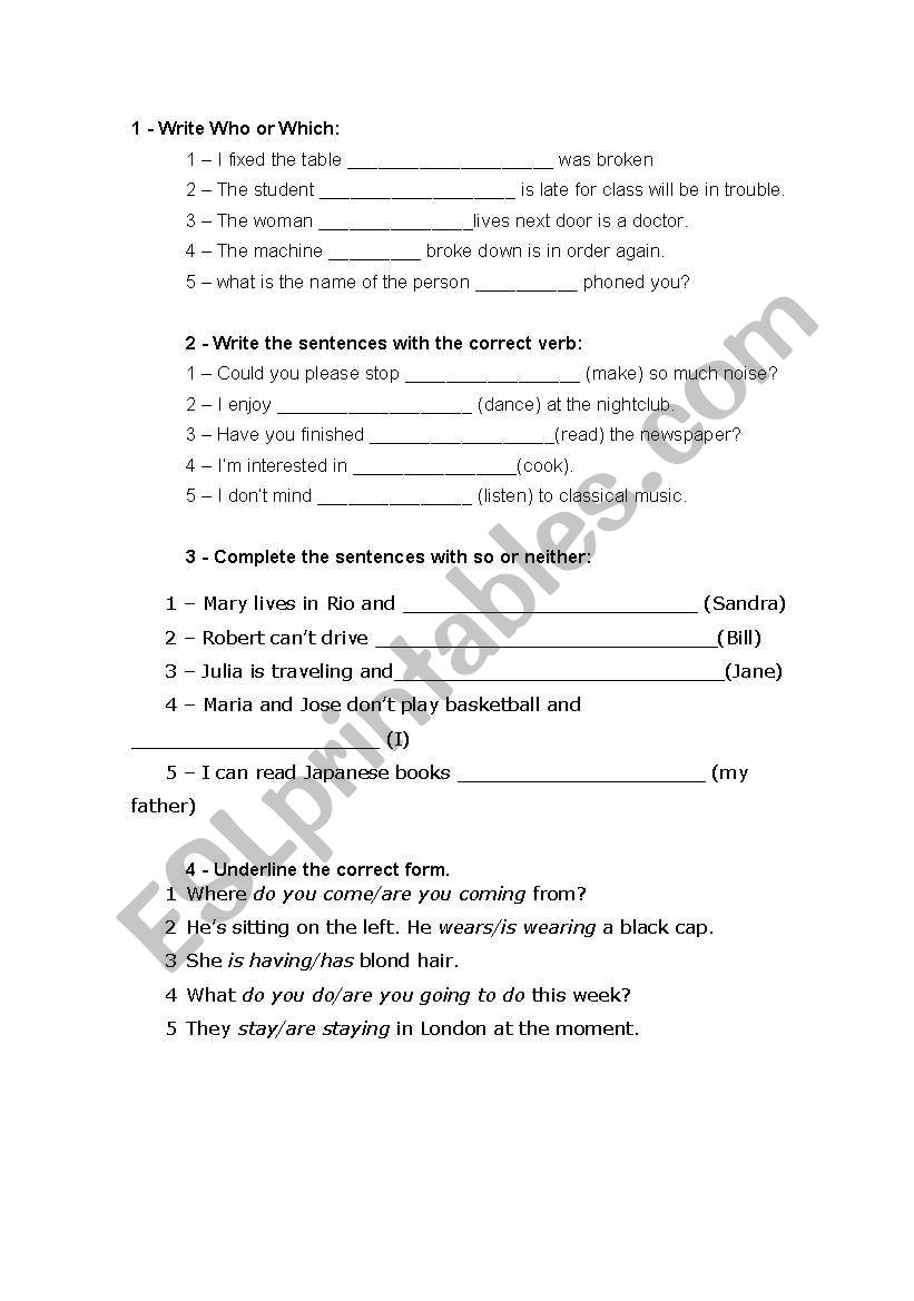 relative pronoun worksheet
