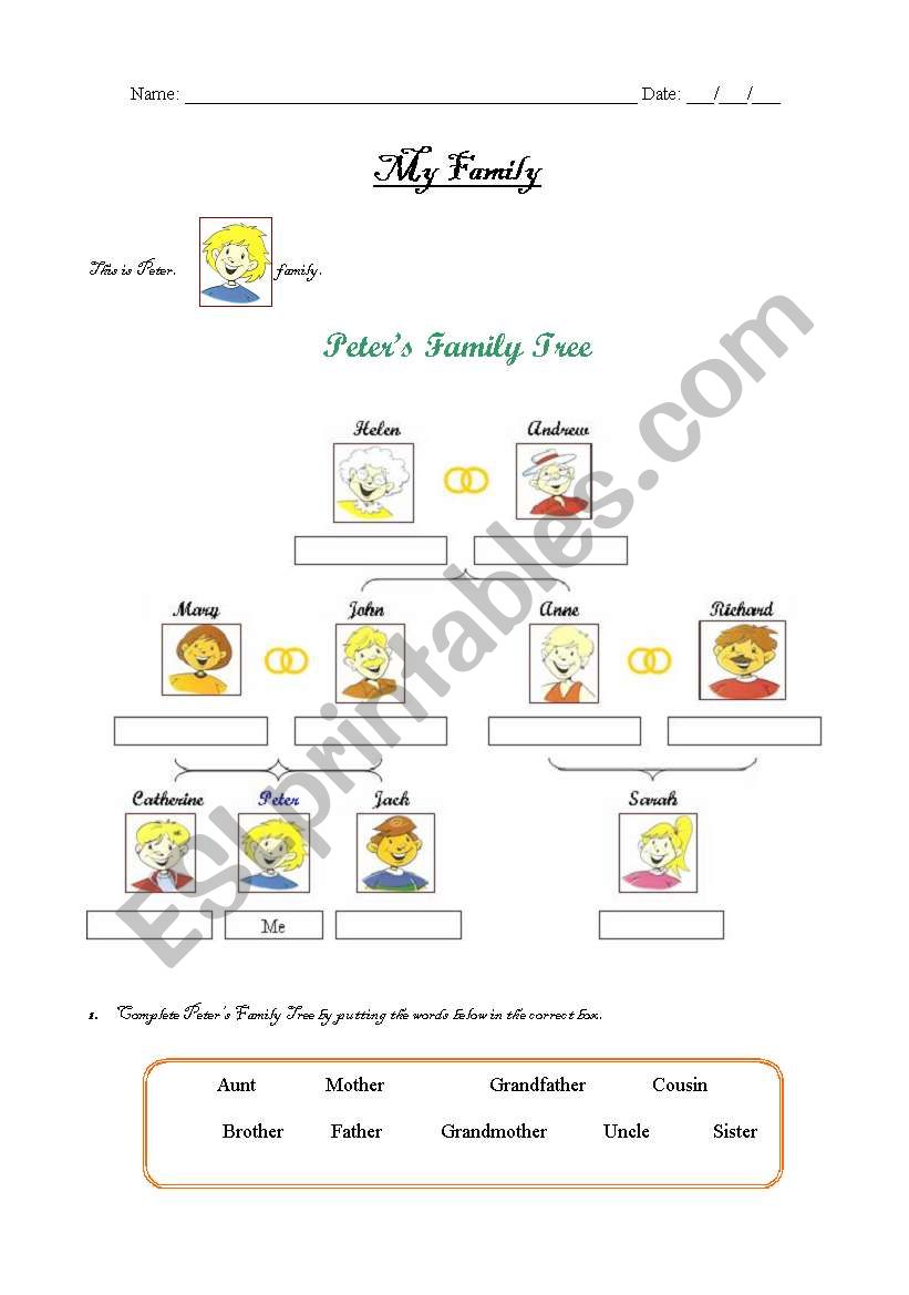 Family members worksheet