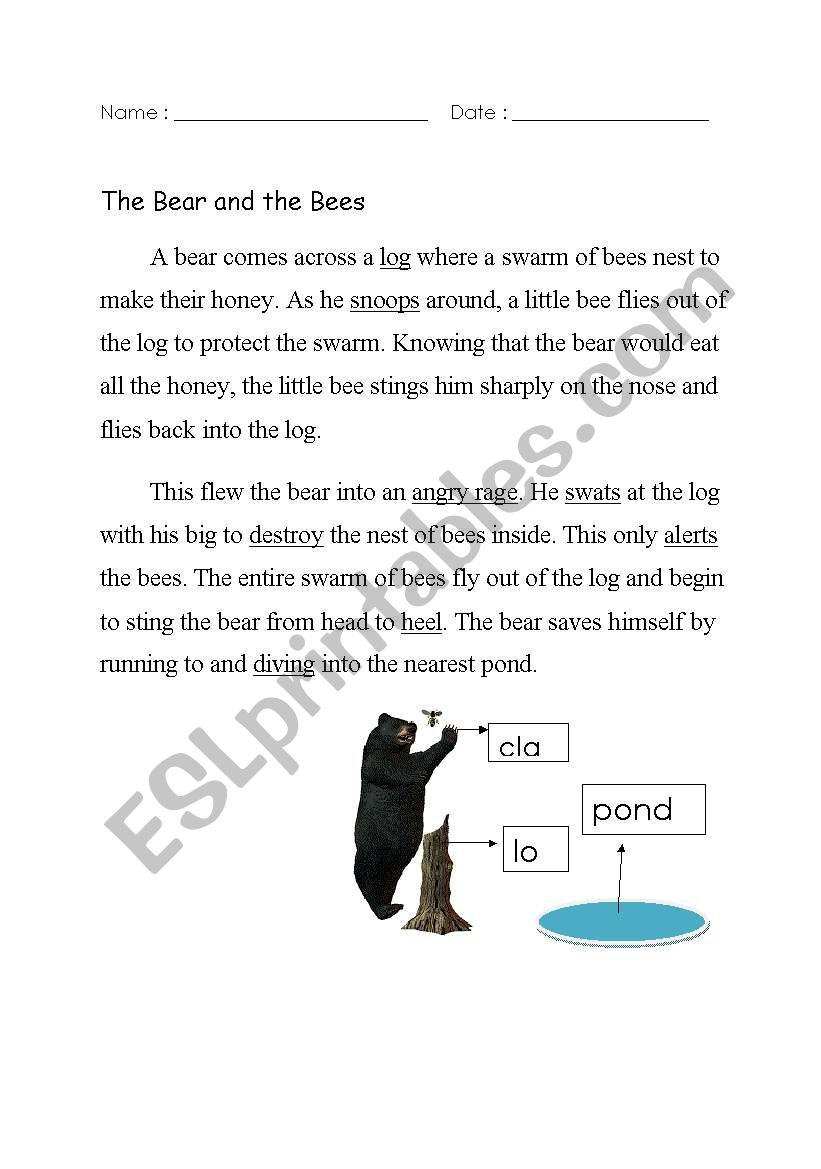 Comprehension-The Bear and the Bees