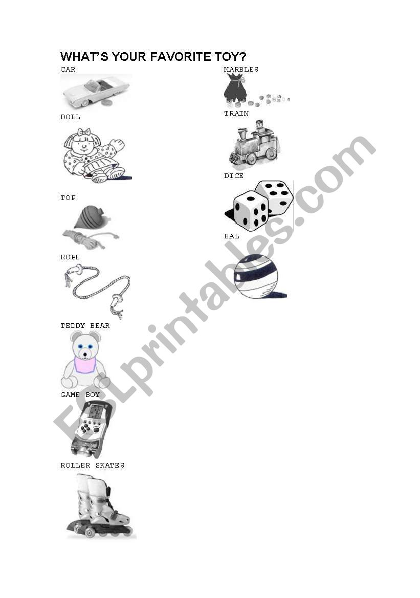 Toys worksheet