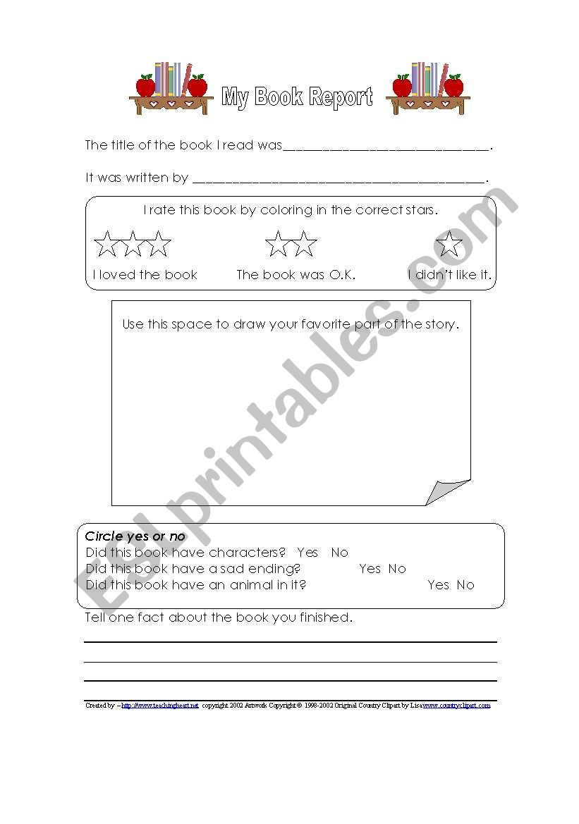 book report worksheet