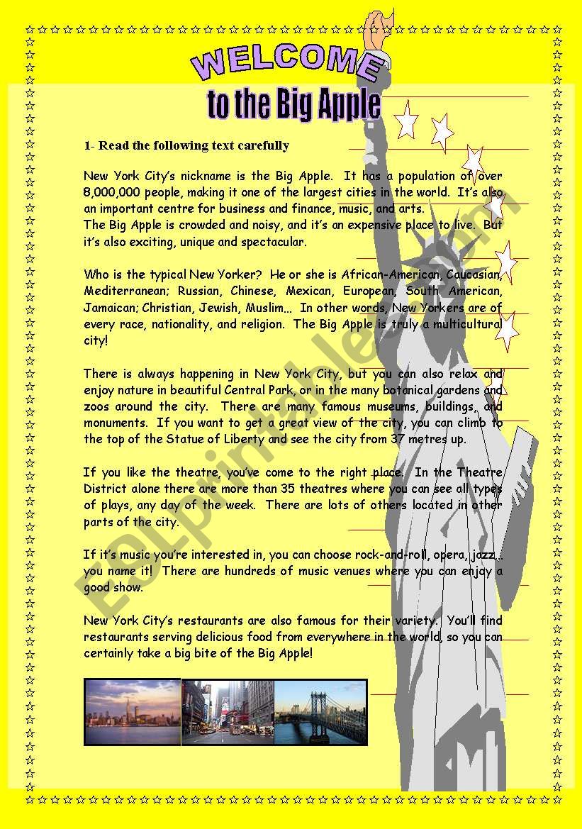 Welcome to the Big Apple - 2 pages