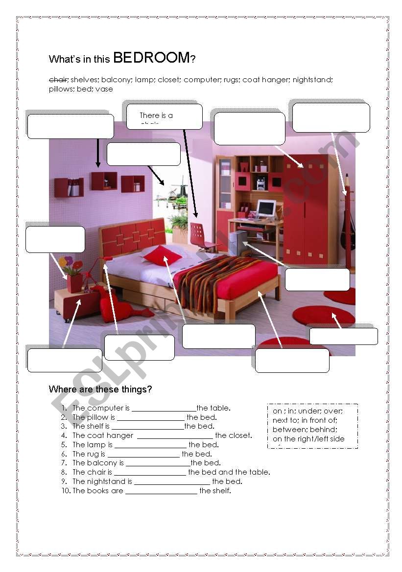 WhatÂ´s in this bedroom? worksheet
