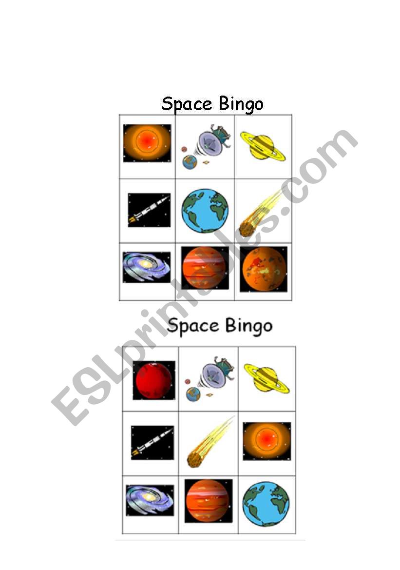 Space Bingo worksheet