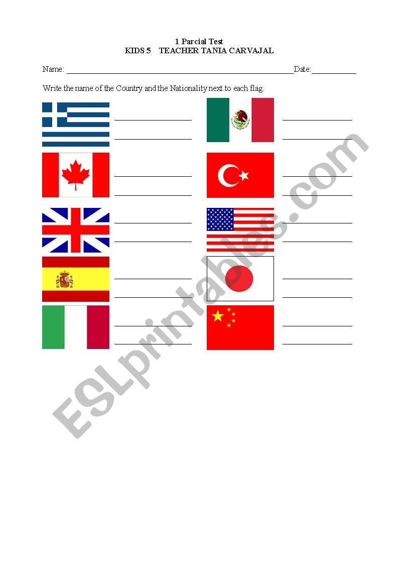 Countries and Nationalities worksheet