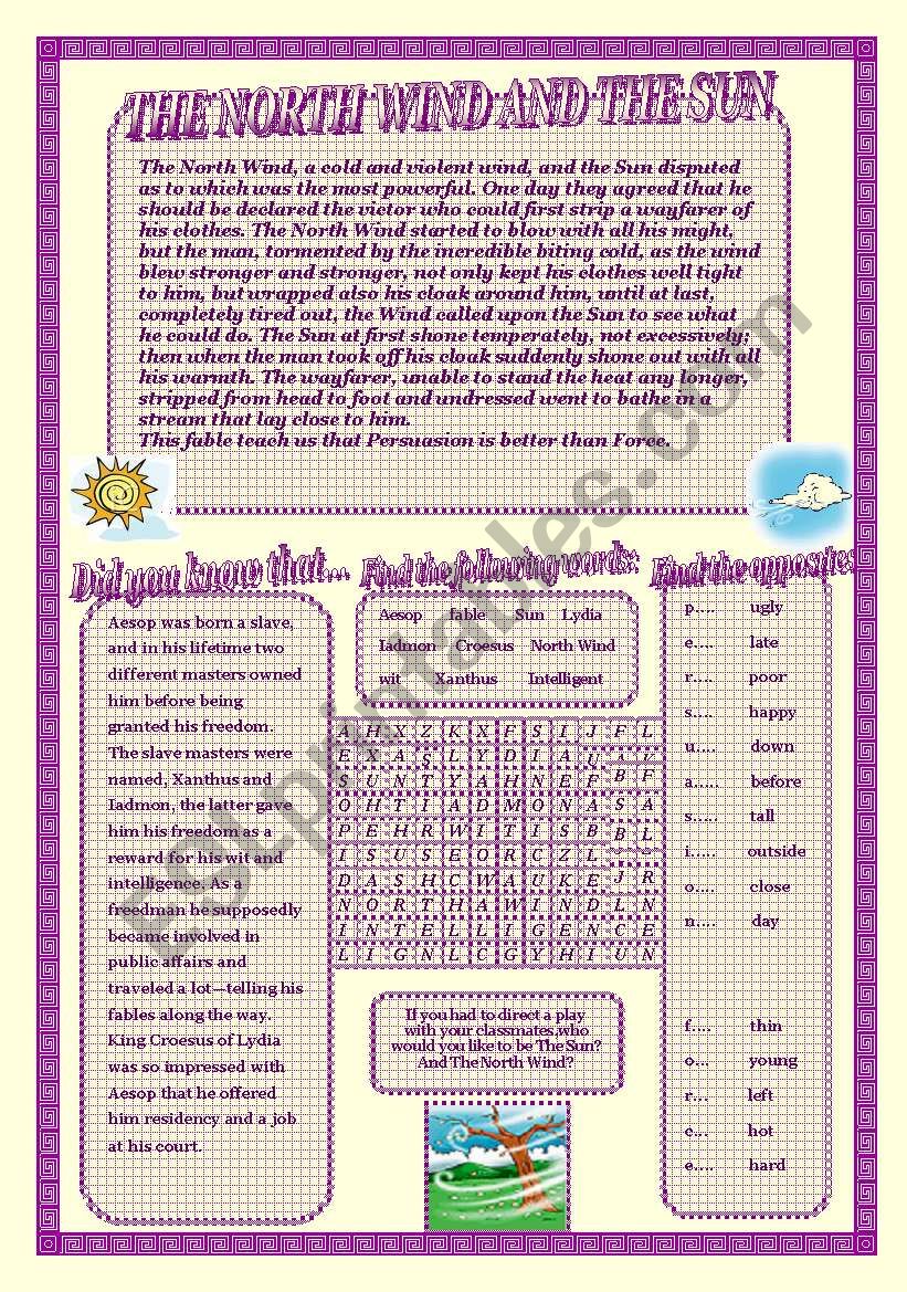 The North Wind and The Sun worksheet