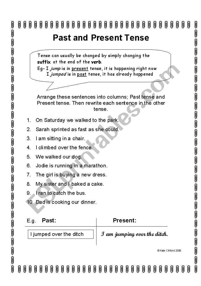 Past and Present Tense Activity