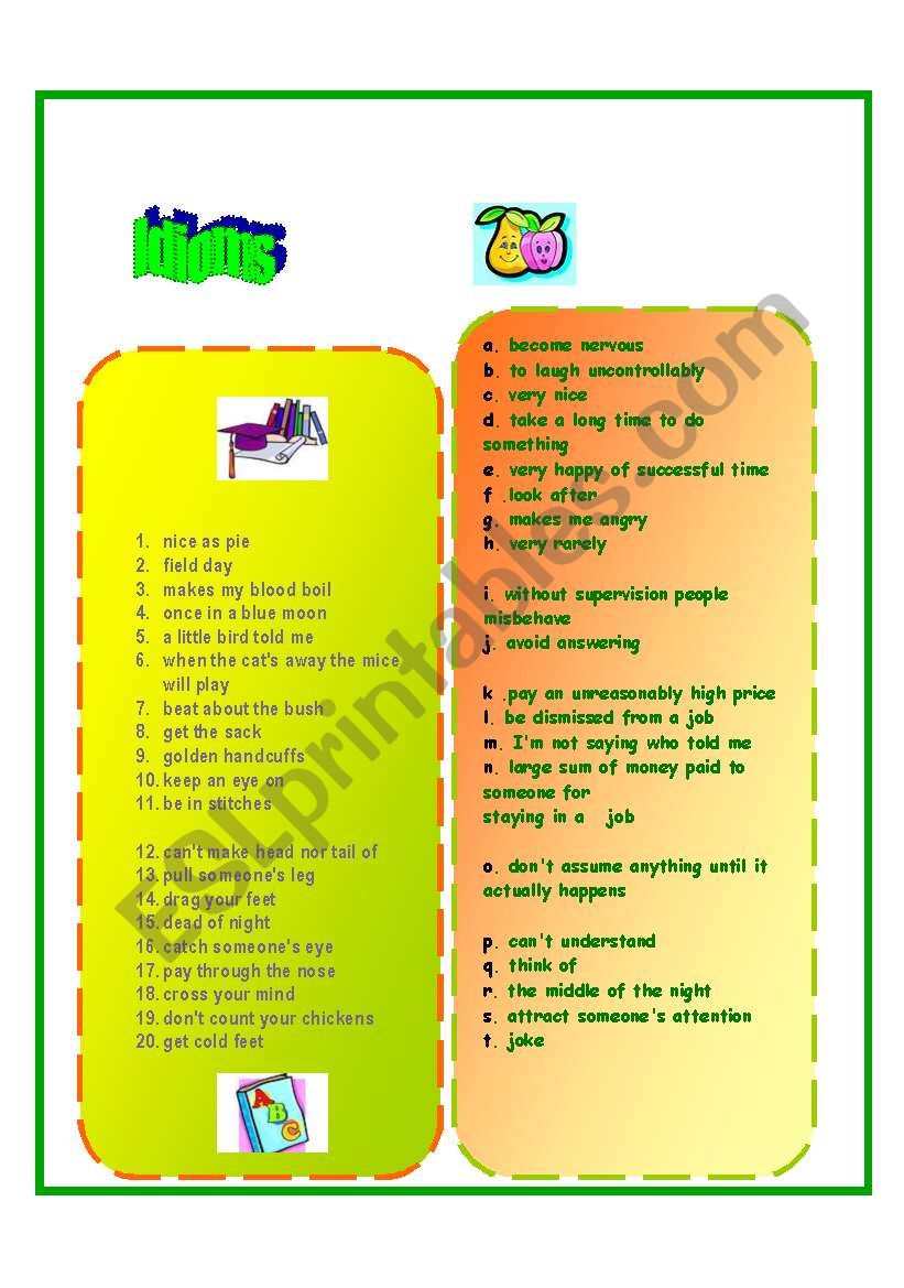 idioms worksheet