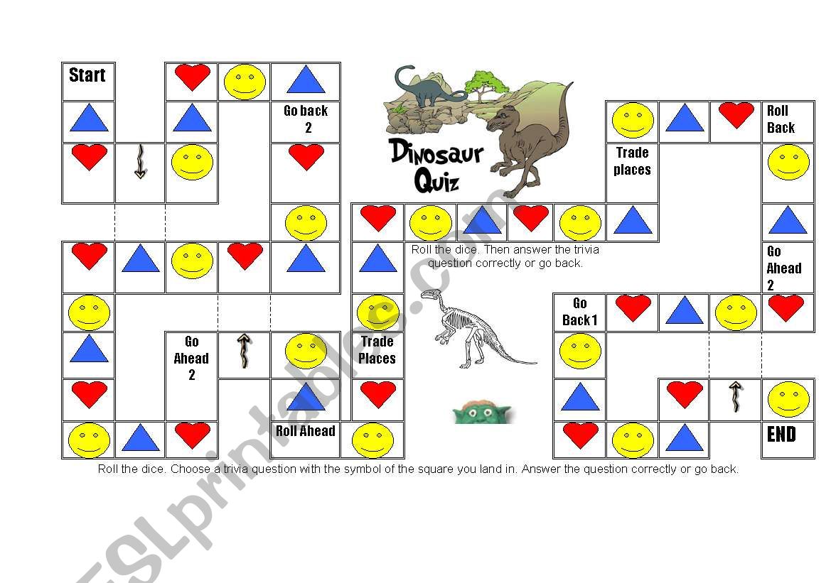 Dinosaur board game worksheet