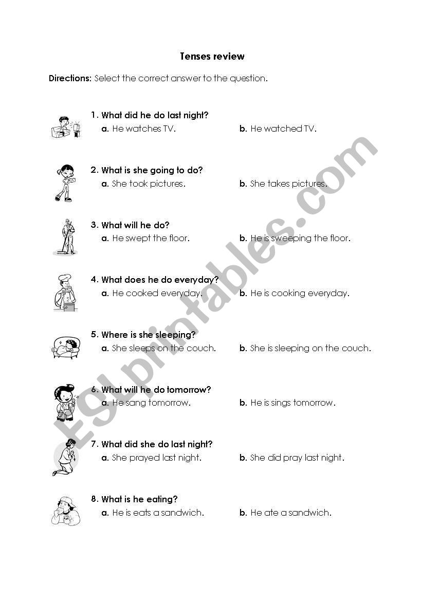 tenses review worksheet