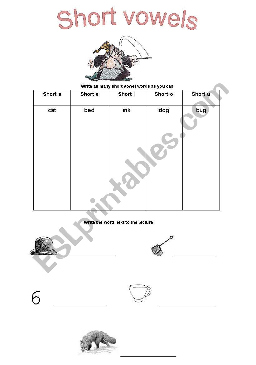 Short vowel practice worksheet