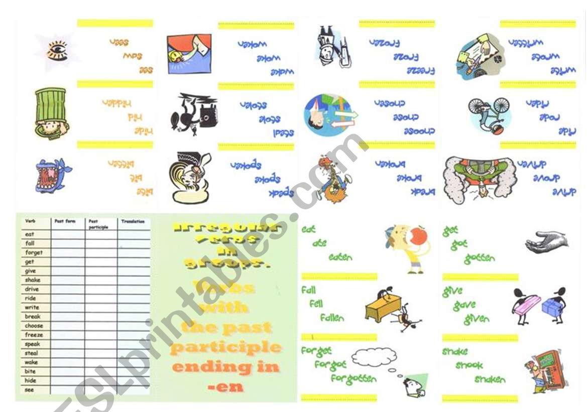 Irregular verbs minibook 1 worksheet