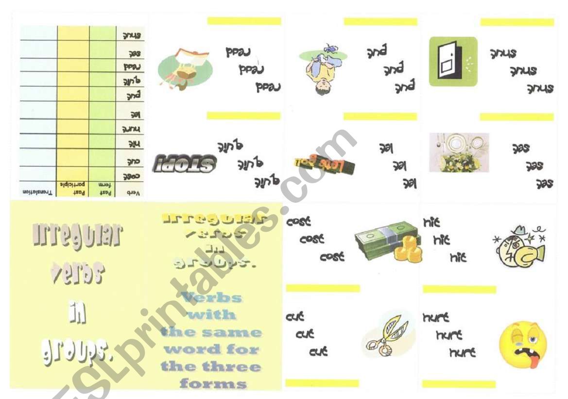 Irregular verbs minibook 2 worksheet