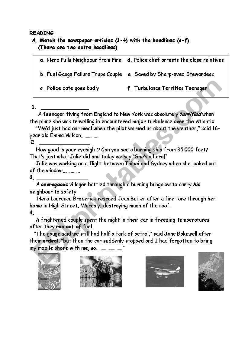 disasters worksheet