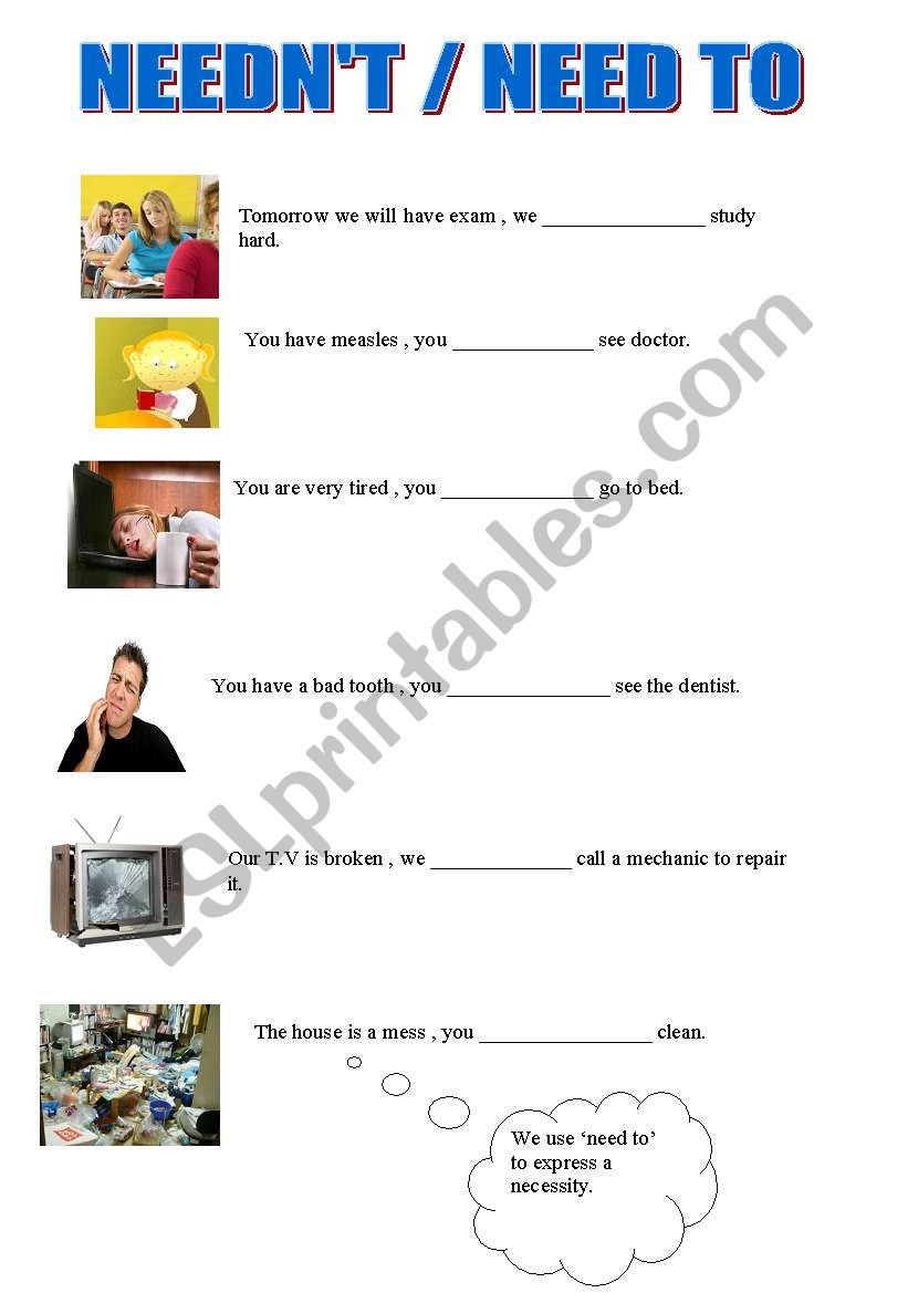 need to worksheet