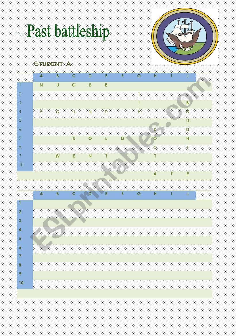 Past Battleship worksheet