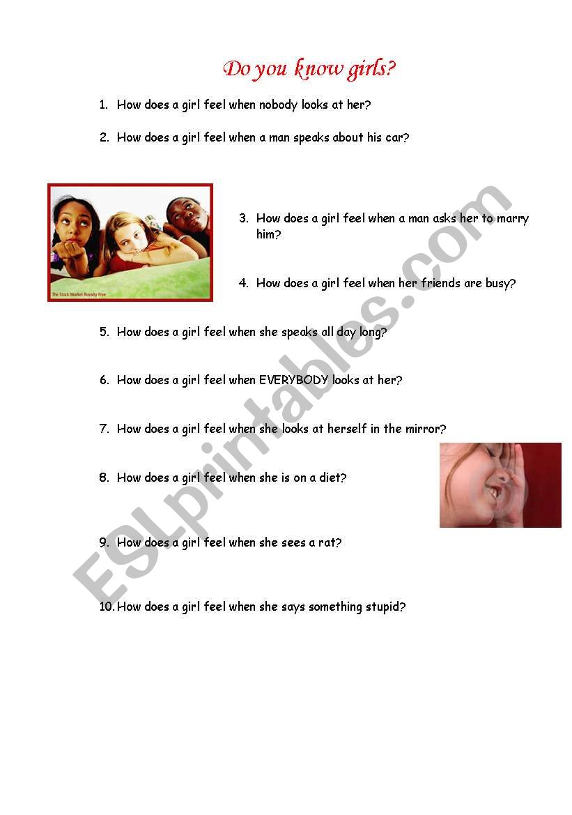 Do you know girls? - emotions worksheet