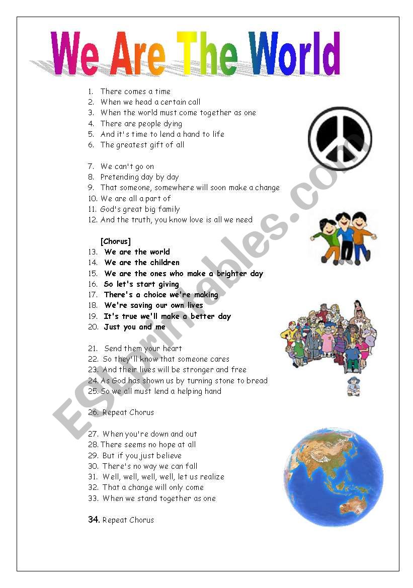 HARMONY DAY SONG  worksheet