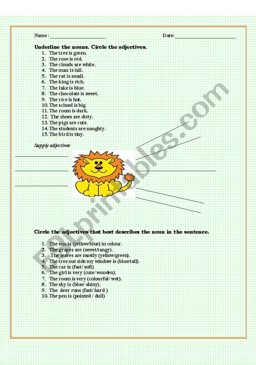 Adjectives  worksheet