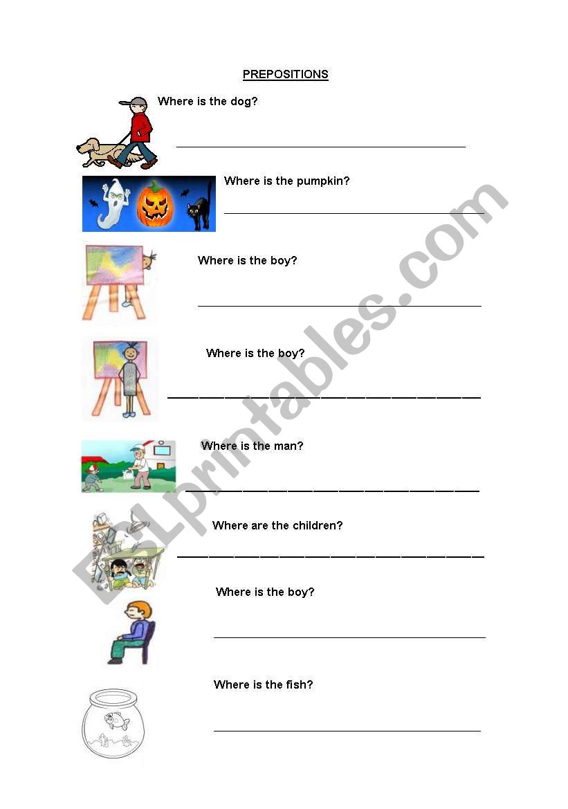 prepositions of place worksheet