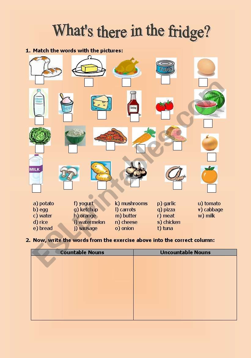 What is in the fridge? (2 pages)