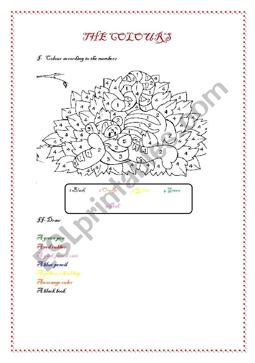 The colours worksheet