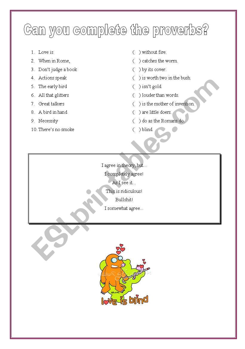 Proverbs worksheet