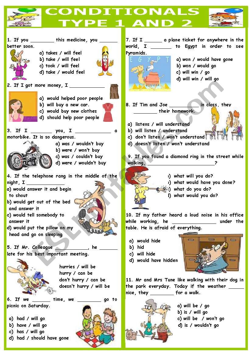 CONDITIONALS TEST ( TYPE 1 AND 2 )