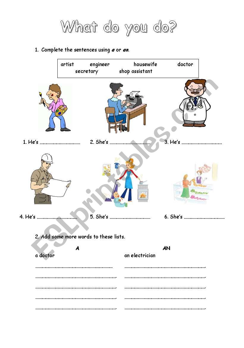 a or an worksheet