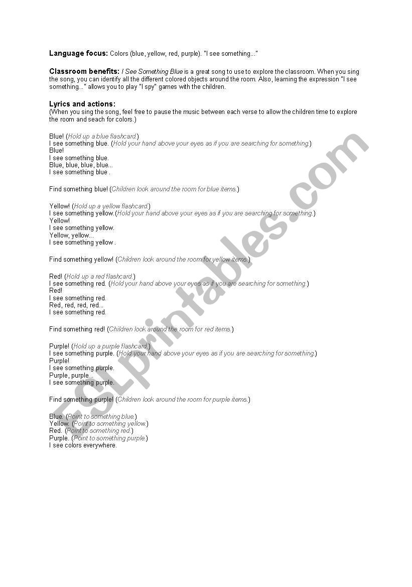 Colors worksheet