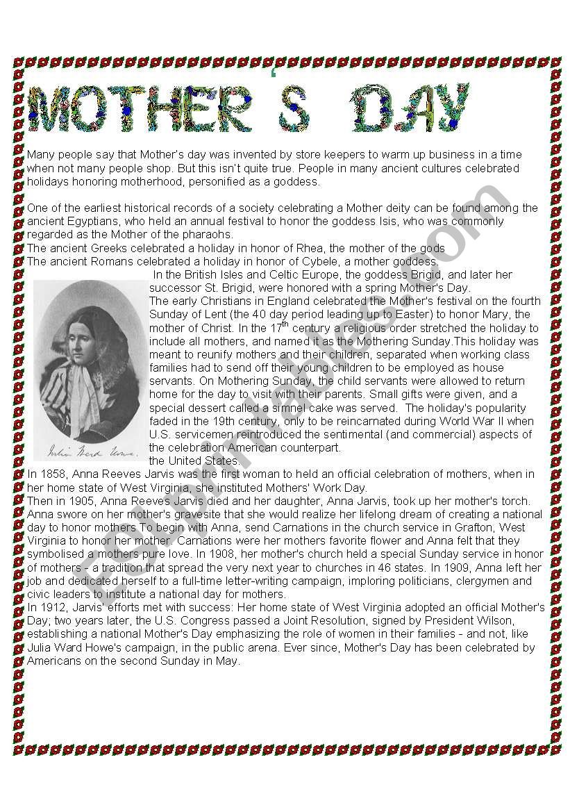MOTHERS DAY worksheet