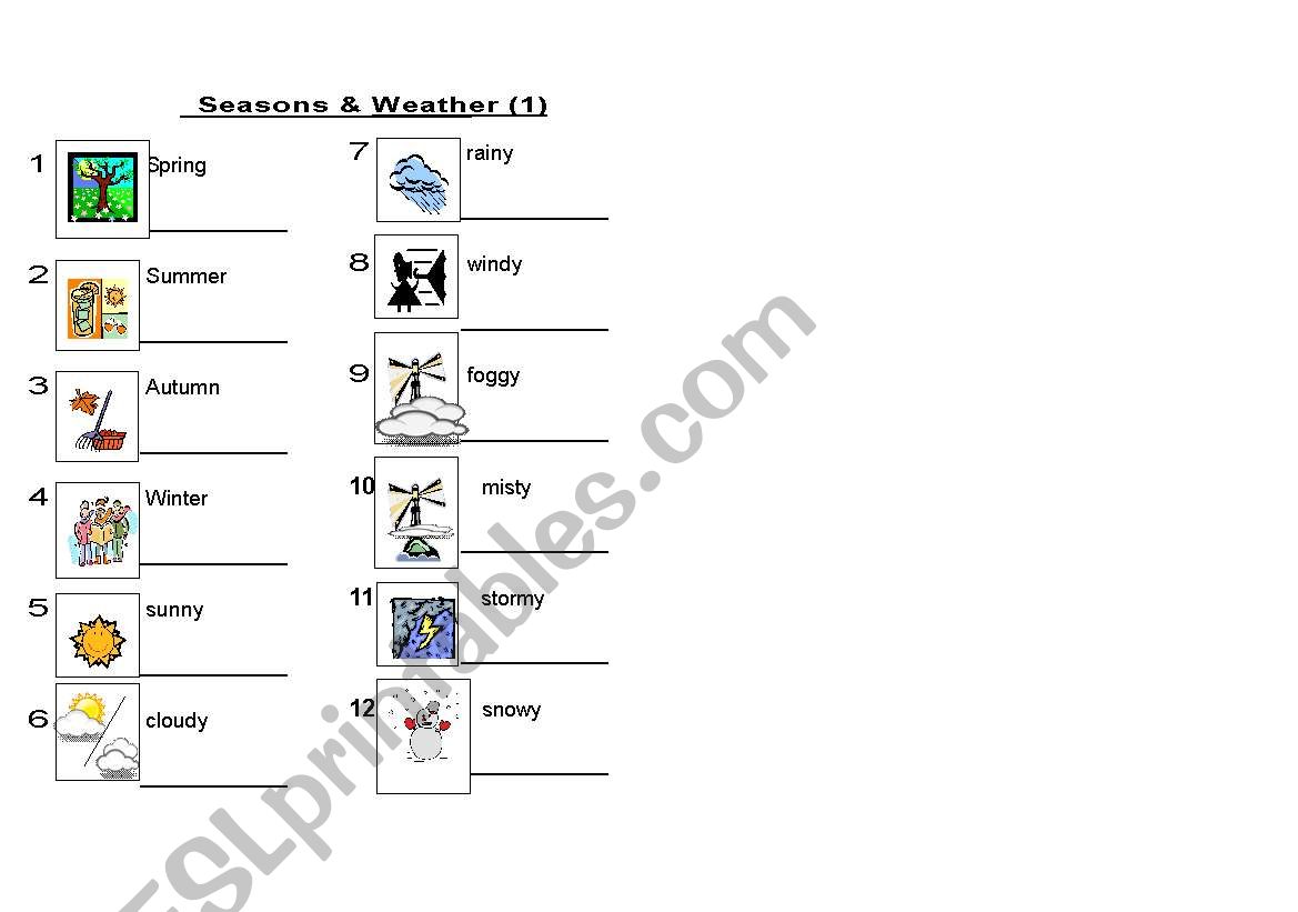 Weather (1 of 2) worksheet