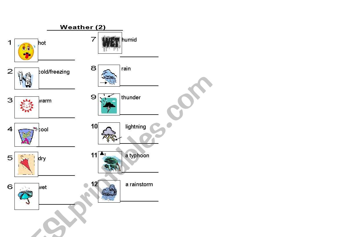 Weather (2 of 2) worksheet