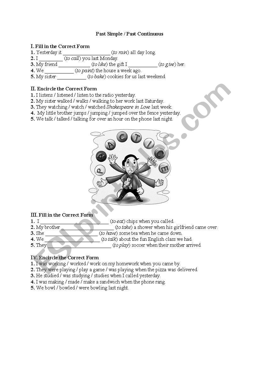 Past Simpe / Past Continuous worksheet