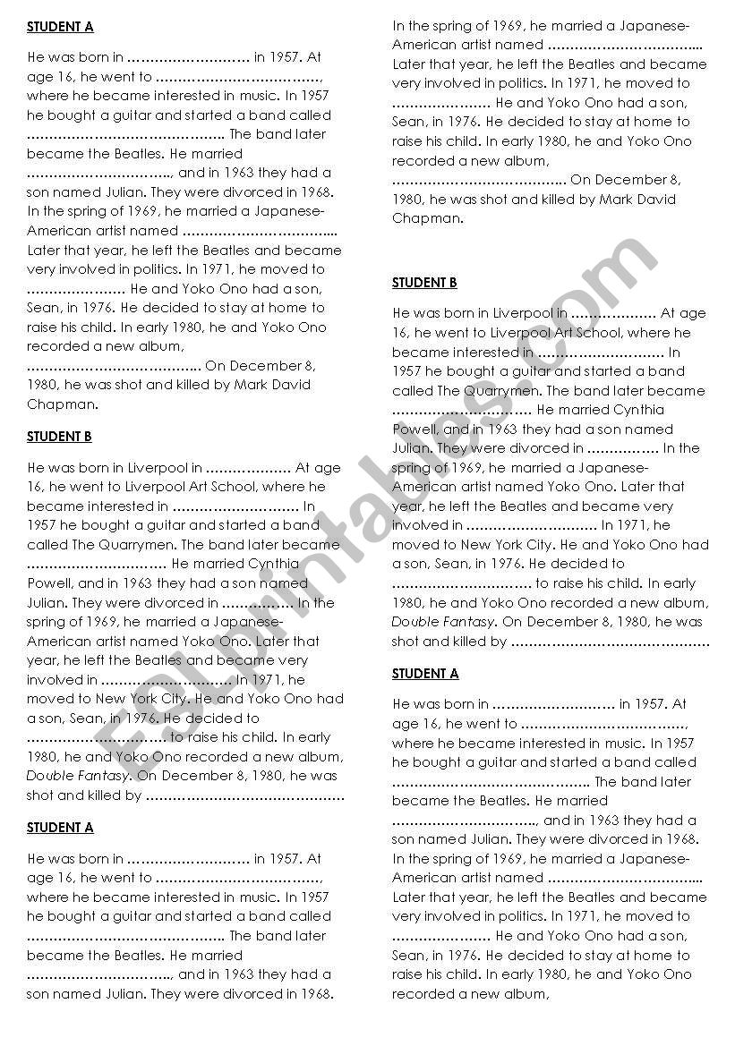 Biography - Simple past worksheet