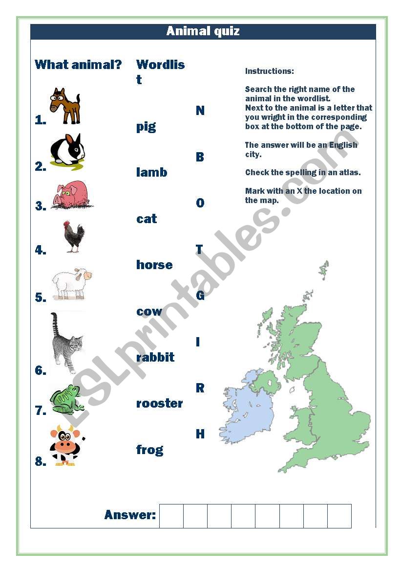Animal Quiz worksheet