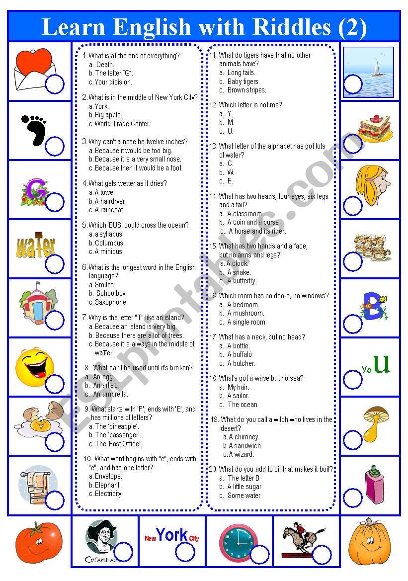 Riddle quiz to entertain your students! (Part 2)