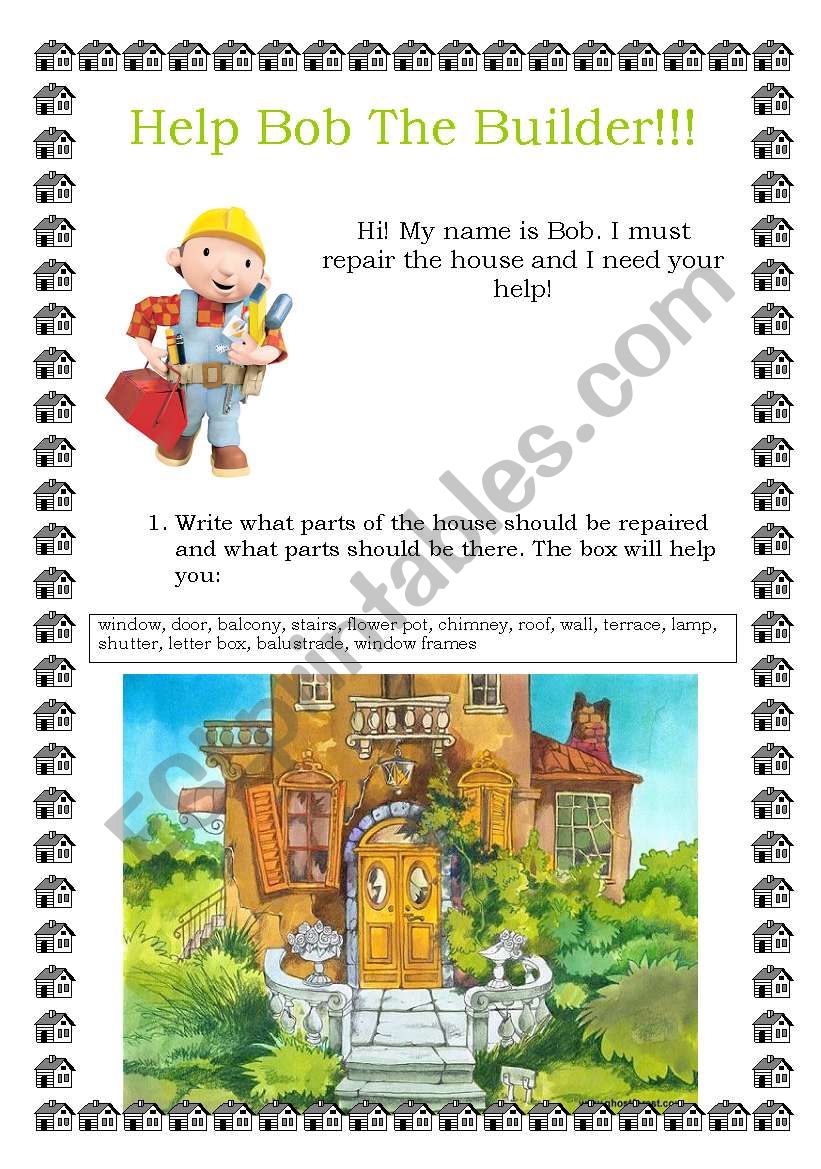 Parts of the house worksheet