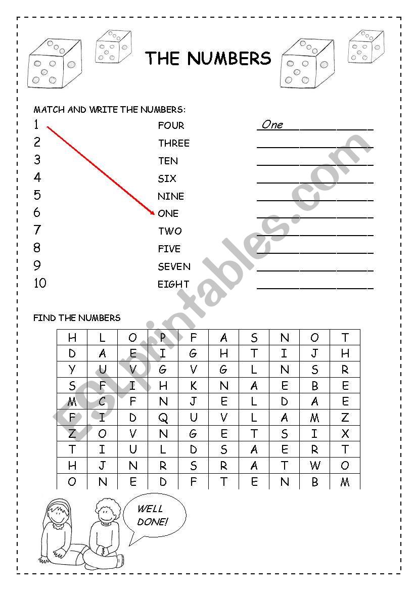 the numbers (1 to 10) worksheet