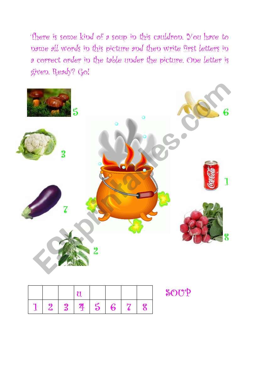 Vegetables worksheet
