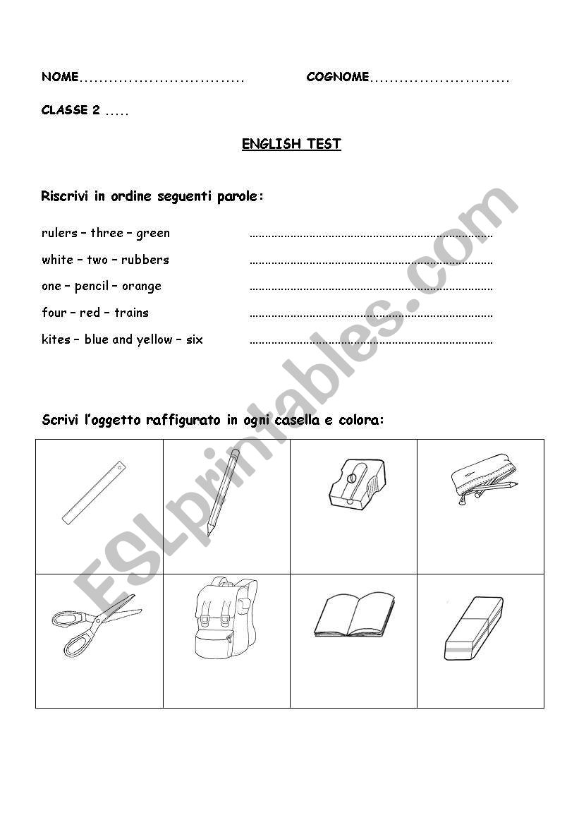 school object and prepositions