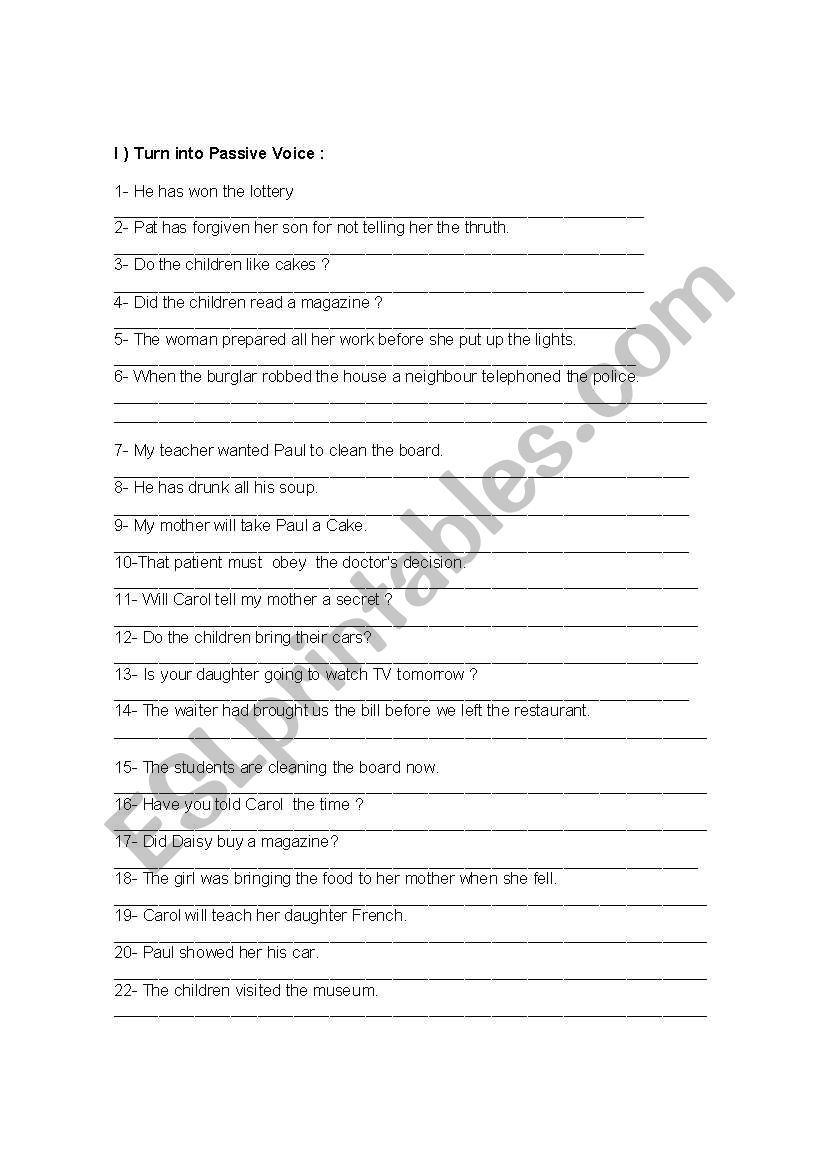 Passive voice worksheet