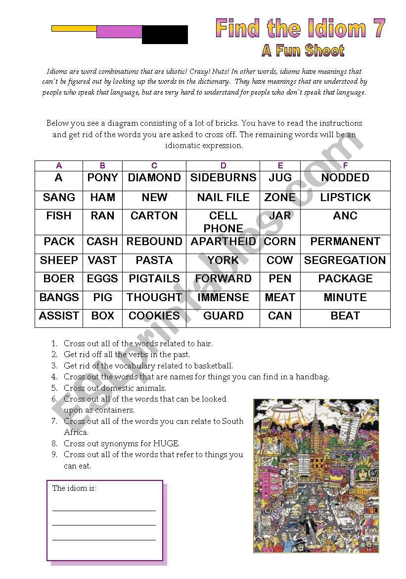 Find the Idiom 7 worksheet