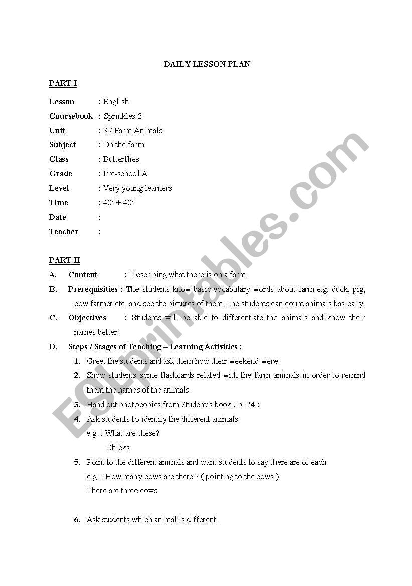 Animal Farm Lesson Plan for very young learners - ESL worksheet by  destikonss