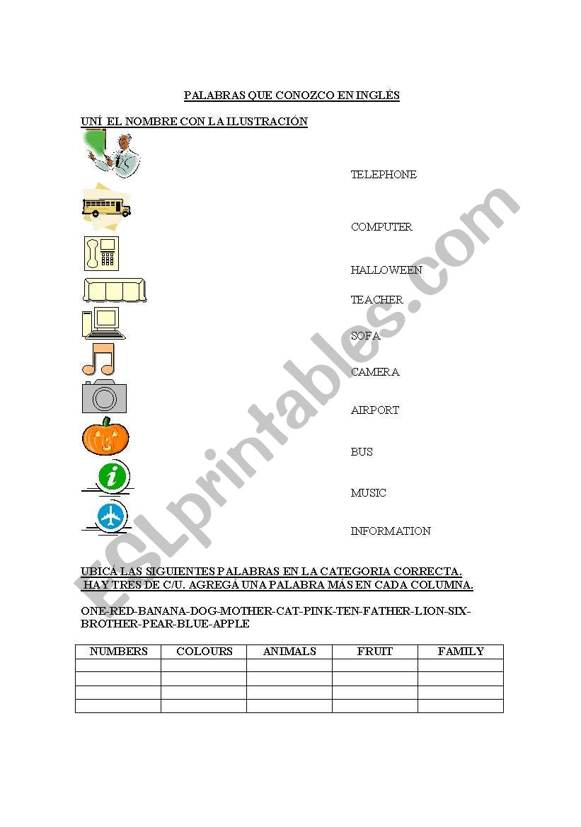 Words you know in English worksheet