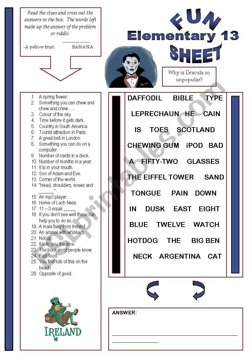 Fun Sheet Elementary 13 worksheet