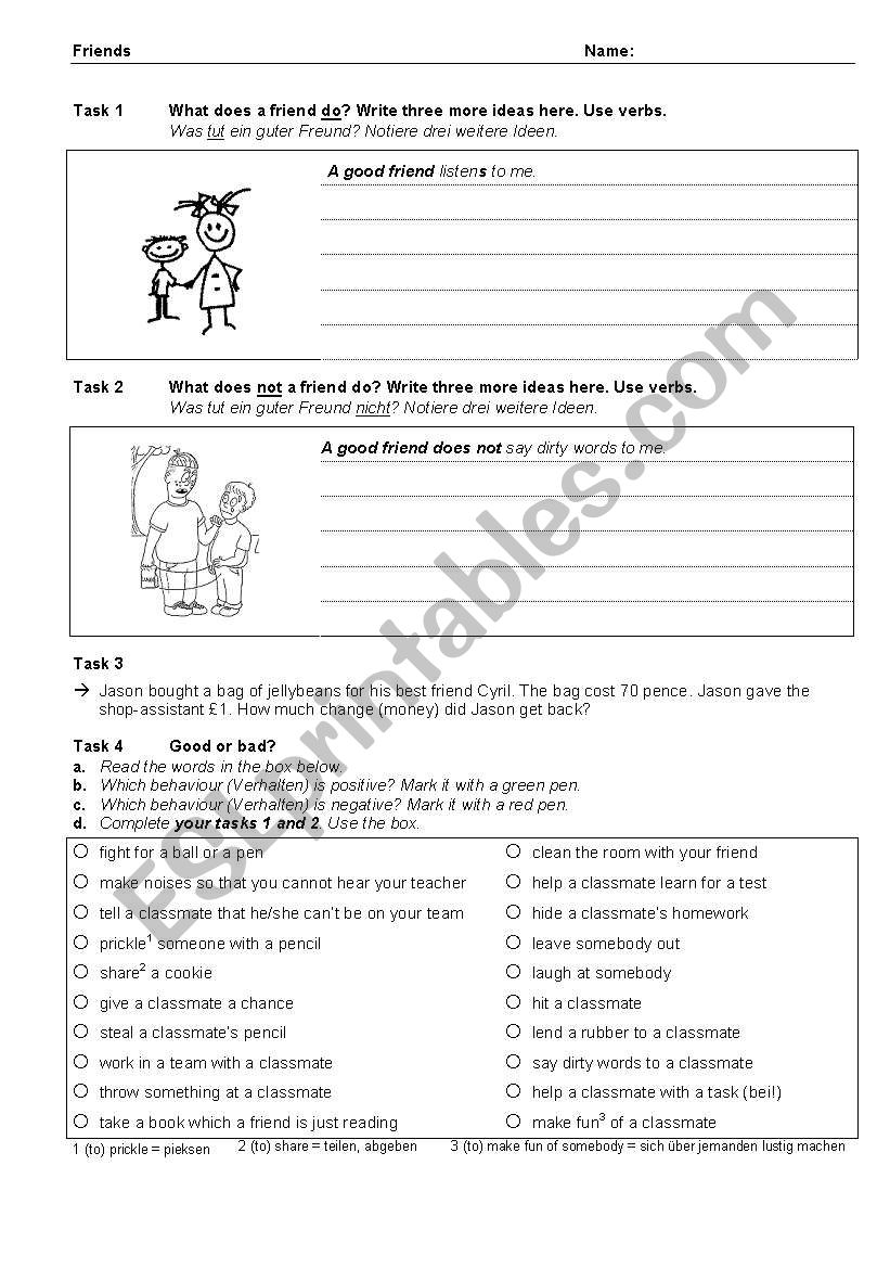 friends worksheet