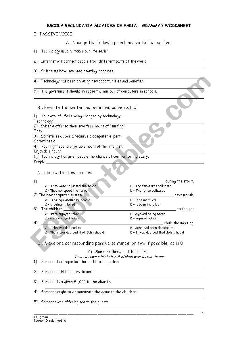 Passive voice and Modal Verbs worksheet